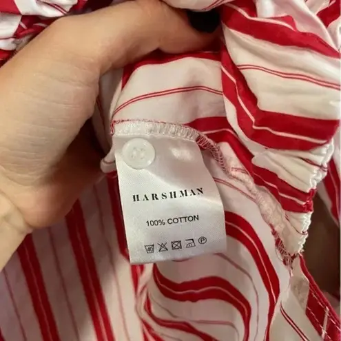 Harshman Striped Surplus Blouse In Red Stripe Red Size M