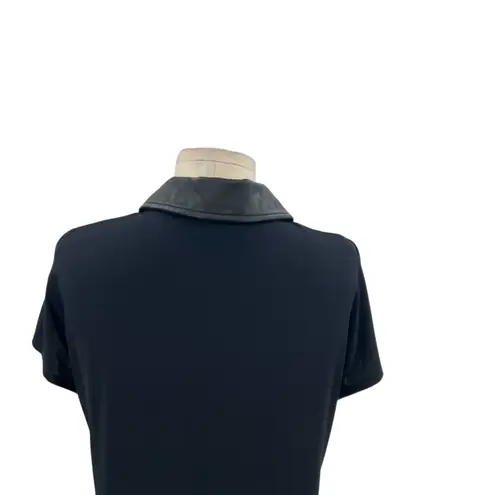 Love moschino Shirt Dress Collared Leather Detail Short Sleeve Black Size US 6