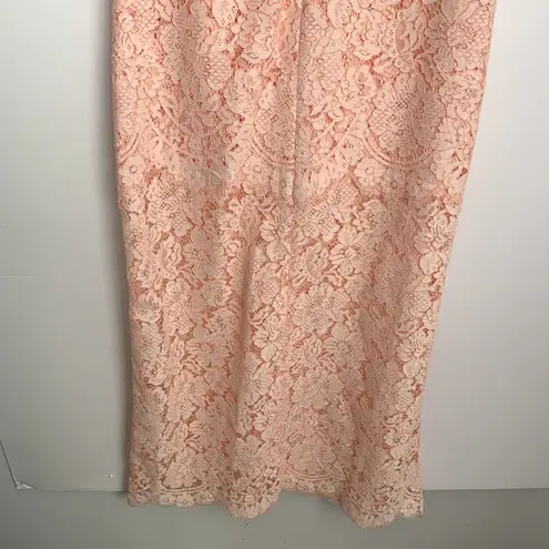 Ganni Duval Corded Lace Pink Midi Dress Womens EU 38 US 6/8