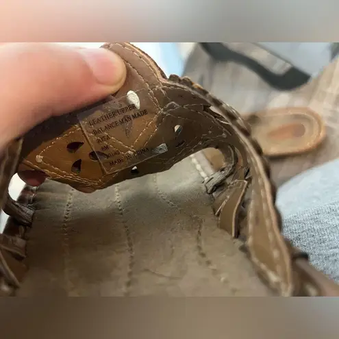 Earth Origins Tan Leather “Rita” Style Flip Flop Thong Sandals Slides Women 8M