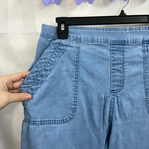 Denim & Company women's light wash pull on deep pocket straight jeans stretch LP Size undefined