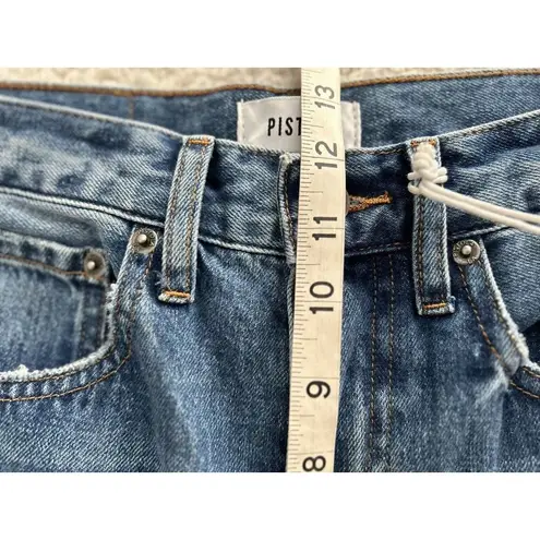 Pistola Women's Eden High Rise Mom Slim Kick Jean Vintage Raw Hem Blue Size 27