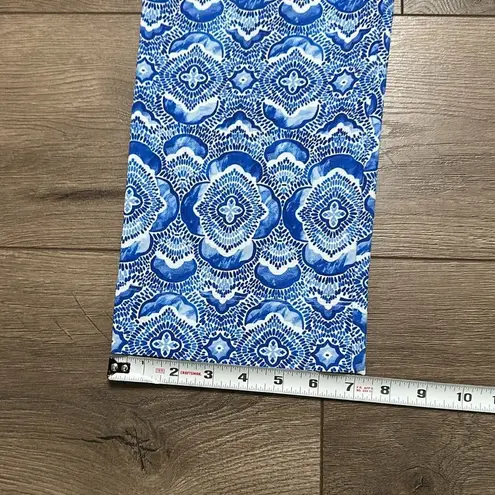 IBKUL Venetian Tiles Denim Stretch Golf Ankle Pants Blue White Size 10