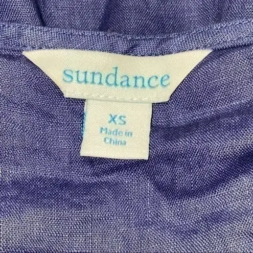 Sundance Women’s Size XS Blue w Mint Green Embroidered Smocked Front Linen Dress