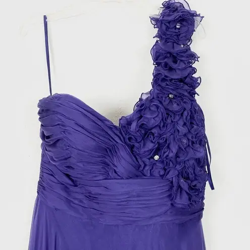 Jovani  Purple 100% Silk One Shoulder Formal Gown