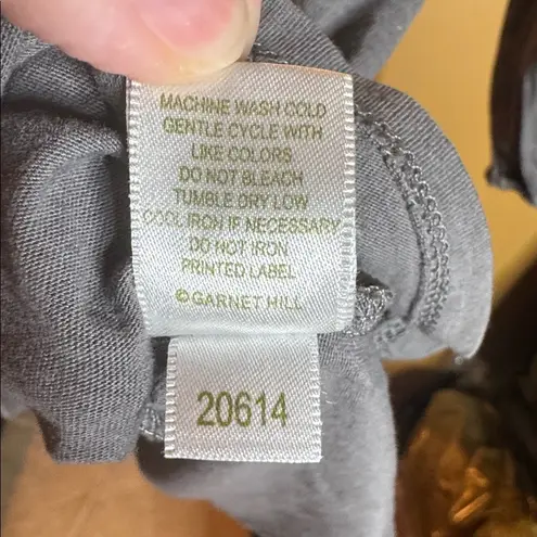 Garnet Hill Folkloric Embroidered Knit Top Charcoal Gray Size Small