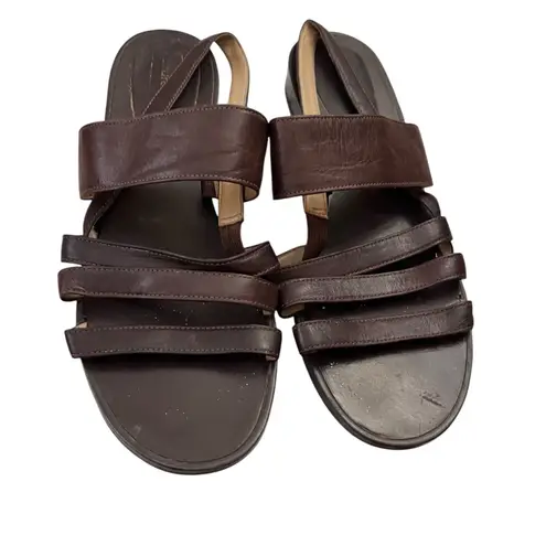 Laura Scott Vintage Y2K Strappy Slingback Sandals Low Heel Brown 9M