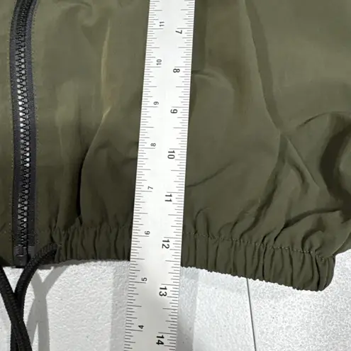 Collusion Womens Full Zip Short Cropped Jacket Sz 2 High Neck Long Sleeve Green