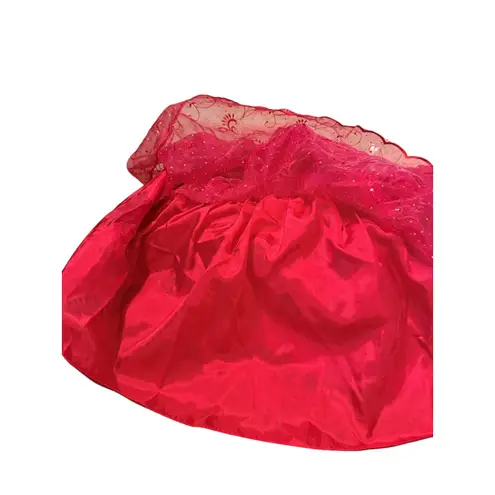 Jessica McClintock Gunne Sax Dress XS Red Strapless Prom Tulle Bow Vintage READ