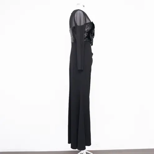 Betsy and Adam - Sequined Rosette Illusion Gown