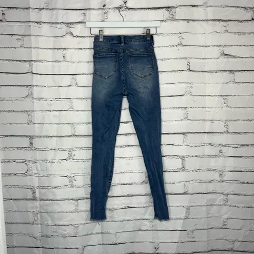 S.O.N.G High Rise Skinny Ankle Jeans Curvy Fit Women’s 00/23 Med Wash Y2K Grunge Blue