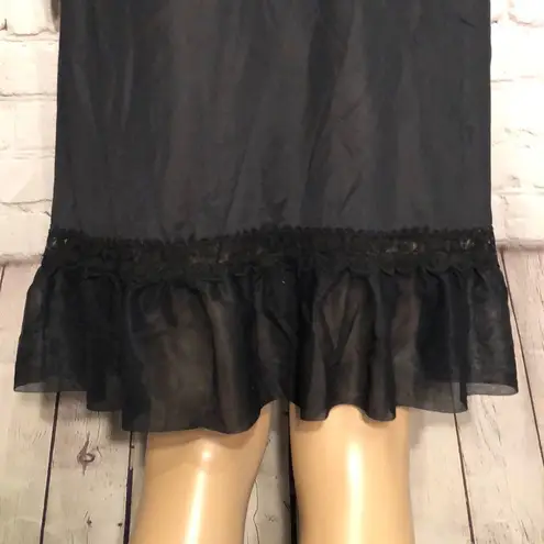 Vintage Black Nightgown Lace Collar & Hem Size undefined