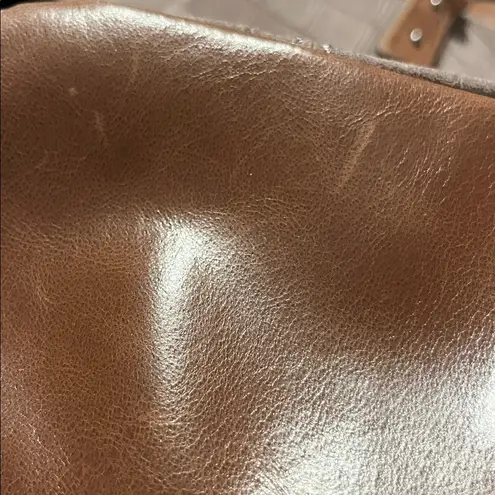 The Sak Brown and Tan Croc-Embossed Tote Bag with Embroidered Guitar Strap