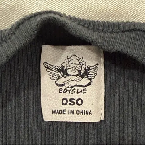 Boys Lie Tank Top One Size Black Bat Ribbed Crop Studded Gothic Y2K Streetwear