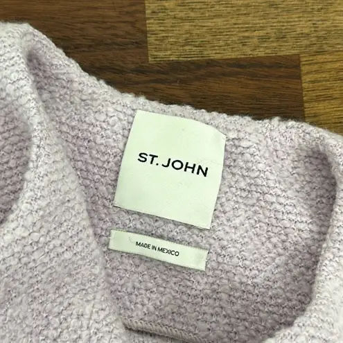 St. John Womens Blazer Small Purple Knit Cashmere Wool Gold Button Jacket Pocket