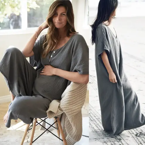 Beachwood Kaftan Jumpsuit Charcoal Gray Oversized O/S Cotton Gauze Size undefined