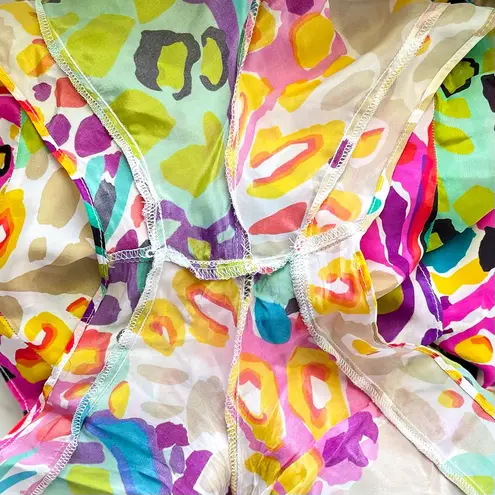 Vanessa Mooney Elisabeth Romper Dress 80s Print Colorful Size Small FLAWED