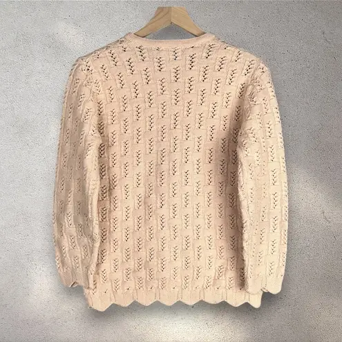 Vintage Sweater Bee Cardigan Women's M Casual Knit Granny Cottagecore Old Money Tan Size M