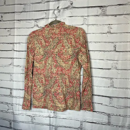 Vintage LRL Ralph Lauren paisley blouse Y2K ruffle western boho top red tan S