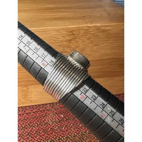 PTI Sterling Silver Oval Amethyst Ribbed Band Ring Size 9