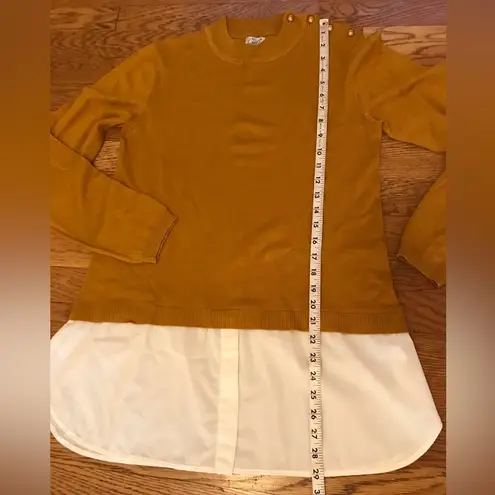 Two in one Sweater top in mustard/white Size M