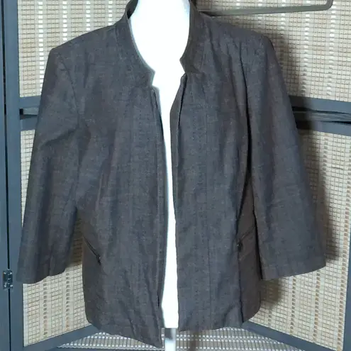 Roz & Ali Brown 3/4 Sleeve Moto-styled Jacket