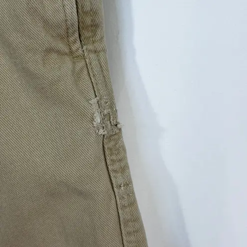 Woman Within Plus Size 36T Cropped Pants Capri Light Brown Cotton Elastic 1572