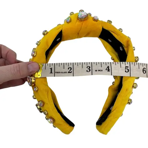 Lele Sadoughi Crystal Heart Headband Yellow Velvet Knot Anthropologie