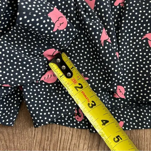 ZARA  Navy Blue Polka Dot Pink Flamingo Romper Playsuit XS
