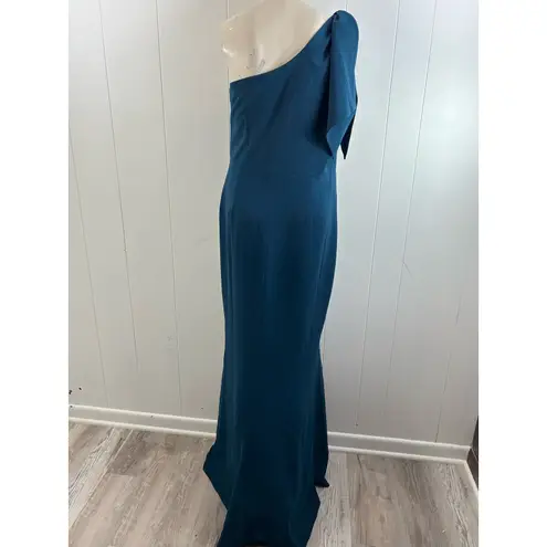 Dress the Population NEW! Georgina One-Shoulder Maxi Dress in Peacock blue XXL