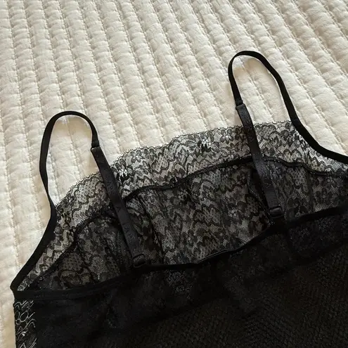 La Perla Black Sheer Lace Chemise Lingerie Slip Dress Sz M Medium