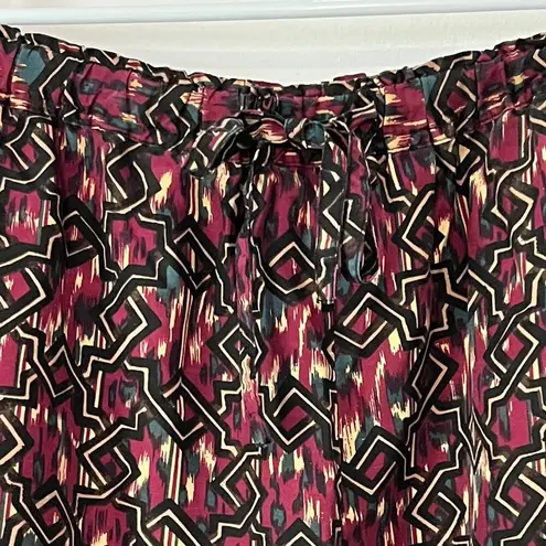 Anna and Frank 100% silk pull on pants size large art deco abstract geometric Red