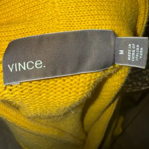 Vince  V-Neck Chunky Knit Preppy Cotton Cardigan Sweater Solid Yellow Size Medium