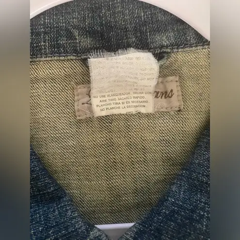 Y2K Belted Denim Jacket Y2K Women’s Sz L Minimalist Grunge VTG Moto Blue Size L