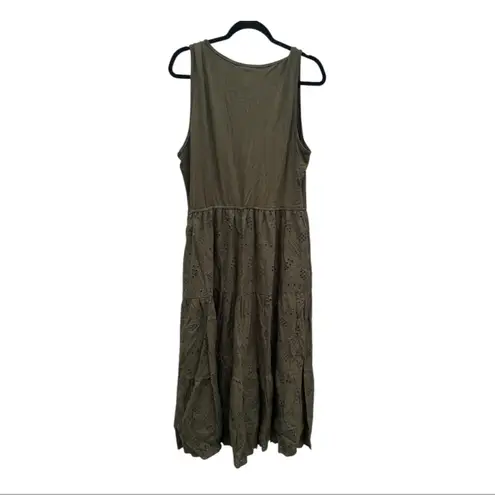 BTFBM Army Green Summer Eyelet Midi A