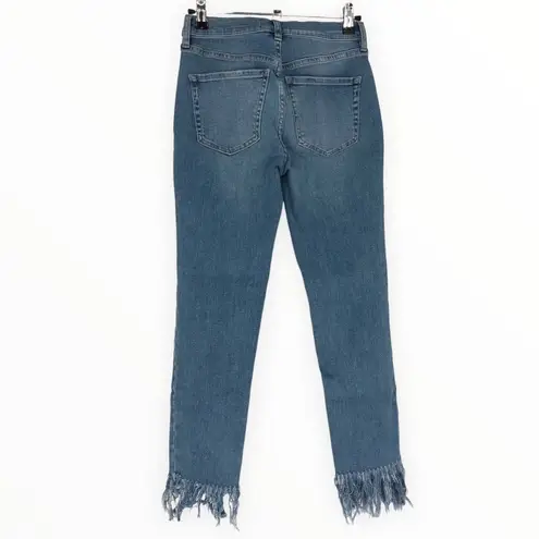 Free People We the Free Great Heights Distressed Frayed In Sky Skinny Jeans Cropped size 26