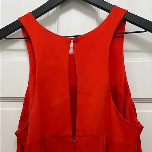 Milly Trapeze Vibrant Flame Orange Silk Blend Sleeveless Mini Dress - Size 4