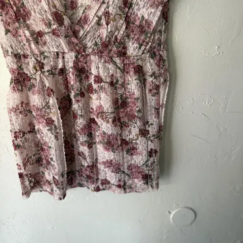 Vanity Y2k Fairy Lace Large Floral Lace Boho Sheer Cap Sleeve Going Out Top Pink