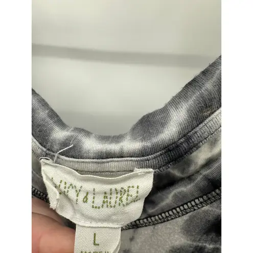 Lucy & Laurel Black White Tie Dye Sleeveless Tank Top Women Size L Boho Hippie