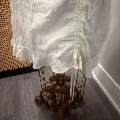 RUNAWAY THE LABEL Ditsy Yellow Lemon Polk-a-dot Cotton Mini Dress Sz Medium FLAW