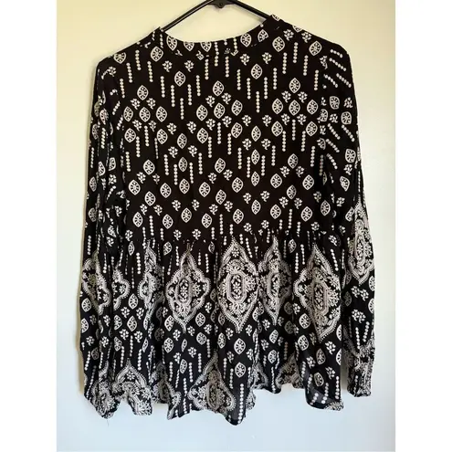 15Fifteen boho black floral paisley womens sz M beachy festival breathable Size M