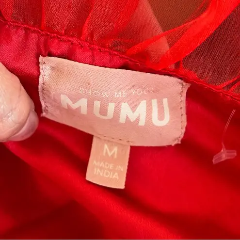 Show Me Your Mumu  Solid Red Short Sleeve Ruffle Mini Dress