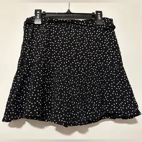 ZARA  Polka Dot Mini Skort Black and White tie belt size M