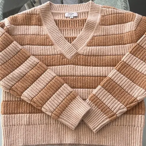 Saunders Collective RTR chunky striped sparkle neutral sweater size small