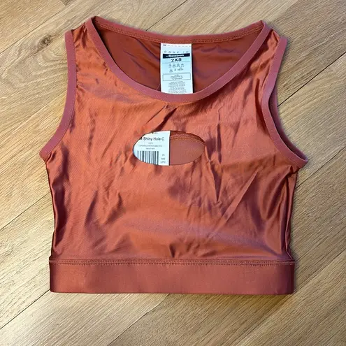 Reebok Core 10  Crop Top Cutout Shiny NWT Size XXS