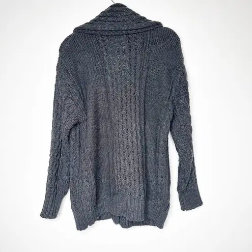 Skull Cashmere Cable Knit Shawl Collar Cardigan Sweater Women's Charcoal Gray S