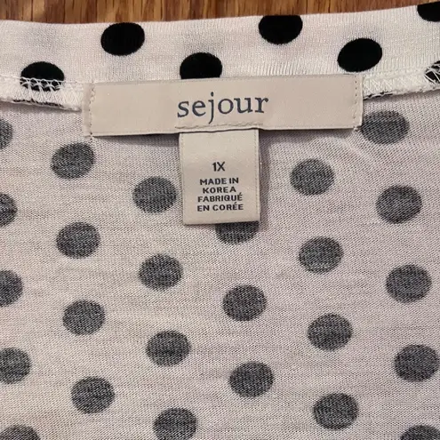 Sejour by Nordstrom White & Black Polka Dot Print Nina Sleep Shirt Plus Size 1X