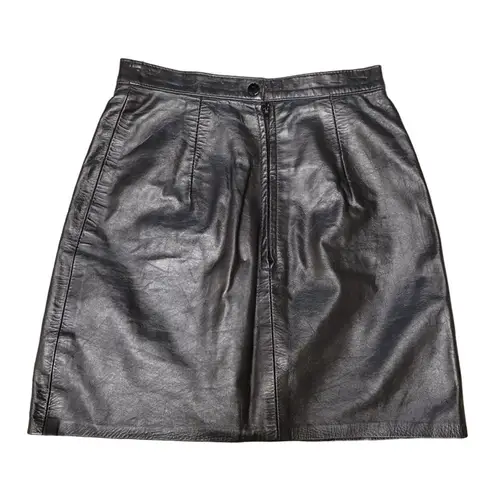 Vintage GIII Leather Designs Black Leather Mini Skirt Woman's 5/6 Rocker Punk Black