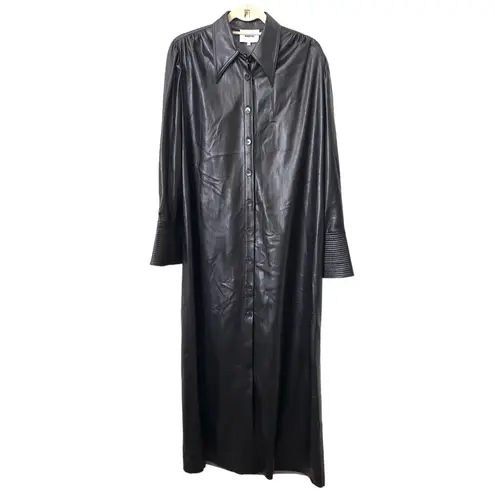 NANUSHKA Vegan Leather Tie Front Maxi Dress Black Sz Small