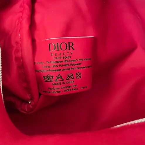 Christian Dior Dior Beauty CD Logo Soft Red Makeup Bag Zip Pouch
